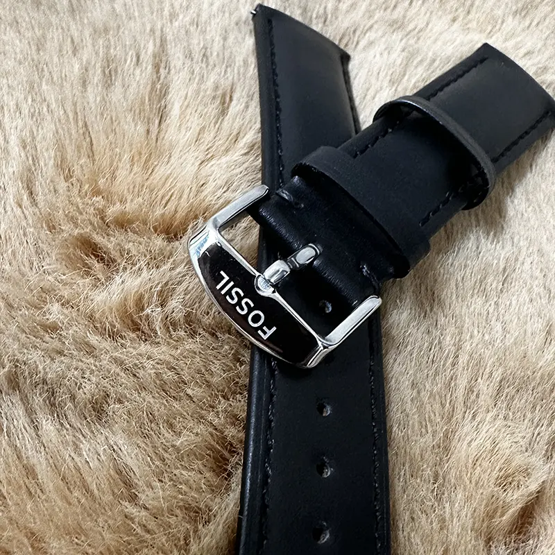 Fossil 20mm Black Leather Watch Strap -Craftsmanship Timepieces